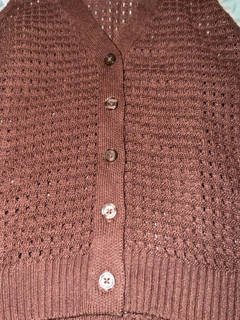 a new day Men's Rust Brown Knit Button-Up Cardigan